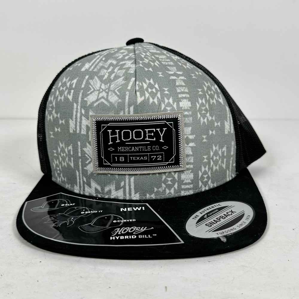 Hooey Mercantile Texas Doc Gray With BlacK Mesh SnapBack Trucker OSFA 2202T-GYBK